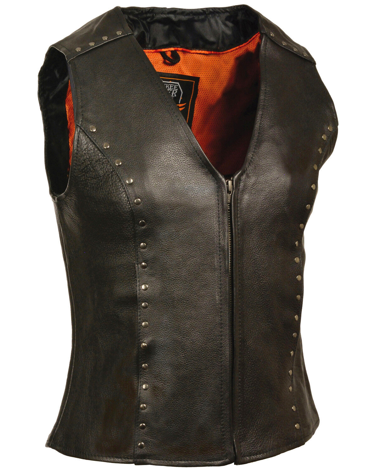 Image #1 - Milwaukee Leather Women's Studded Zip Front Vest, Black, hi-res