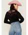 Rockmount Ranchwear Women's Vintage Rose Bouquet Embroidered Pearl Snap Western Shirt, Black, hi-res