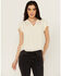 Image #1 - Jolt Women's Lace Trim Flutter Short Sleeve Top, White, hi-res