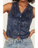 Image #3 - Rock & Roll Denim Women's Star Faux Suede Vest, Navy, hi-res