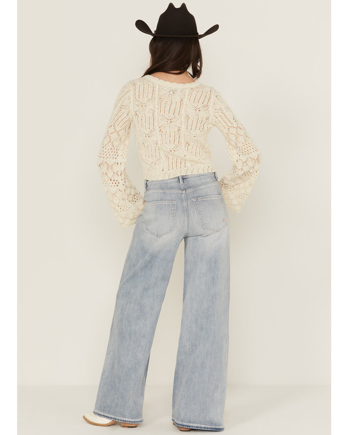 Image #3 - Miss Me Women's Light Wash High Rise 32" Super Wide Stretch Denim Jeans, Light Wash, hi-res
