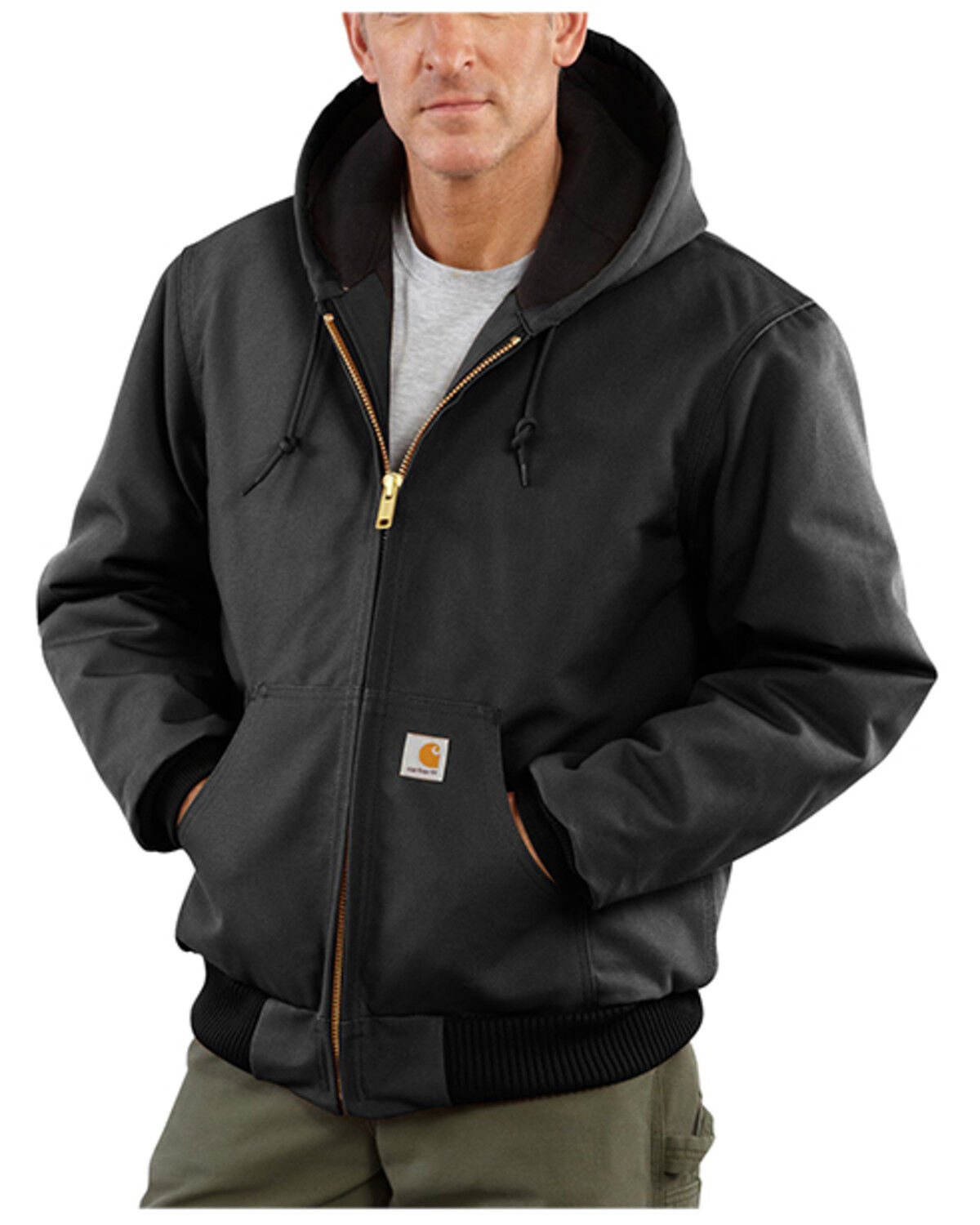 Image #1 - Carhartt Men's Flannel Lined Loose Fit Firm Duck Active Jacket - Tall, Black, hi-res