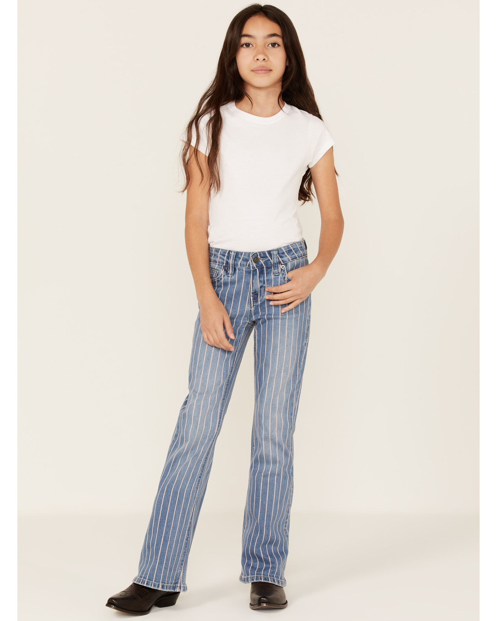 Rock Roll Denim Girls Striped Medium Wash Trouser Bootcut Jeans Sheplers