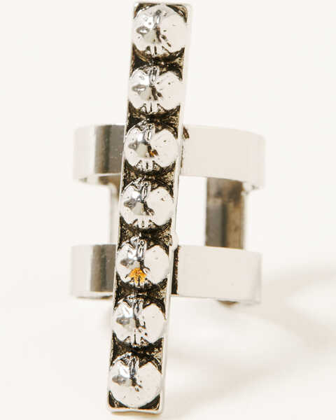 Image #2 - Cowgirl Confetti Women's Walk the Line Studded Bar Cuff Ring, Silver, hi-res