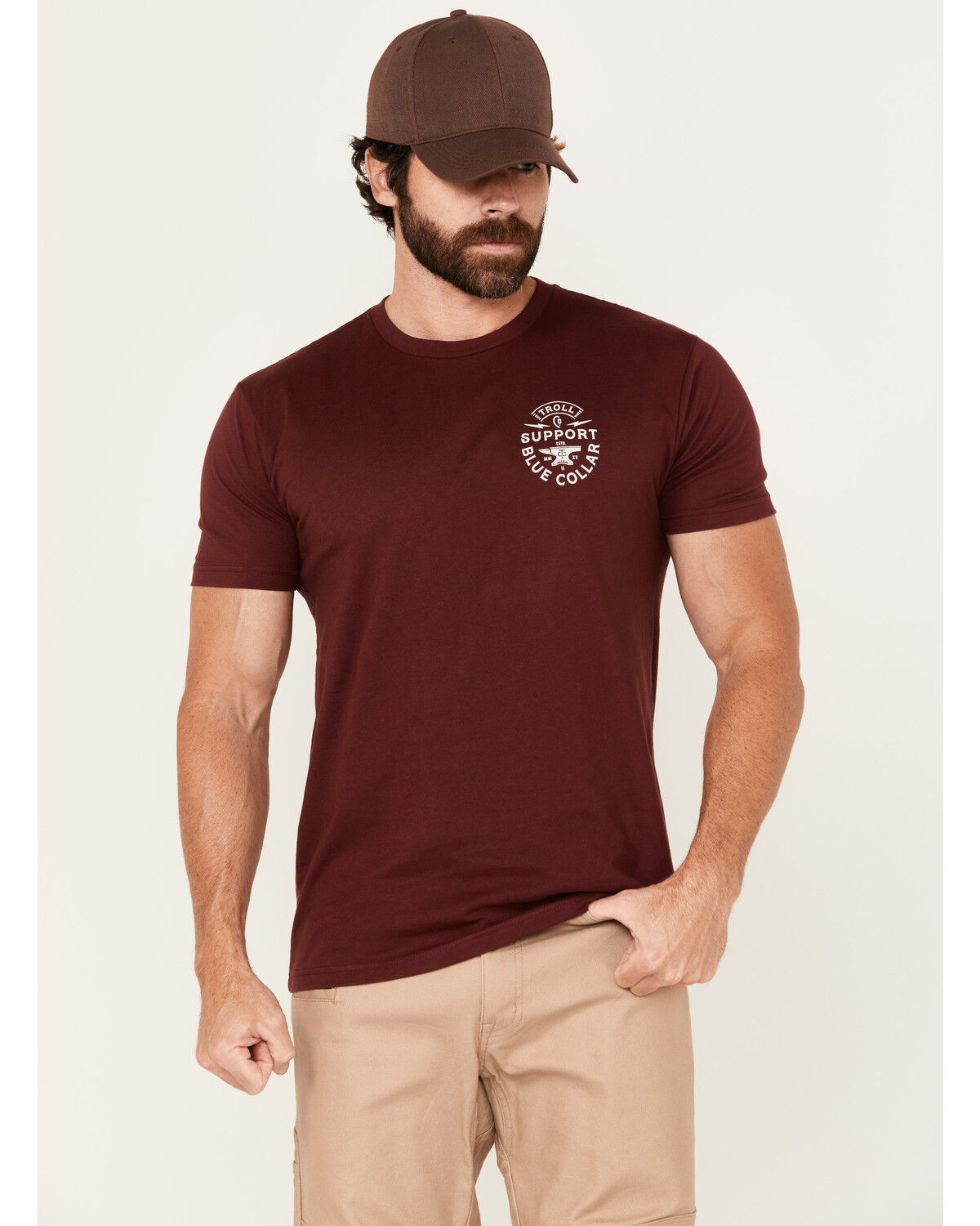 Image #2 - Troll Co Men's Winged Support Short Sleeve Graphic T-Shirt, Maroon, hi-res