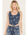 Idyllwind Women's Floral Drive Jacquard Denim Corset Top, Dark Medium Wash, hi-res