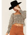 Image #2 - Lush Women's Long Sleeve Cheetah Smocked Crop Top, Cream, hi-res