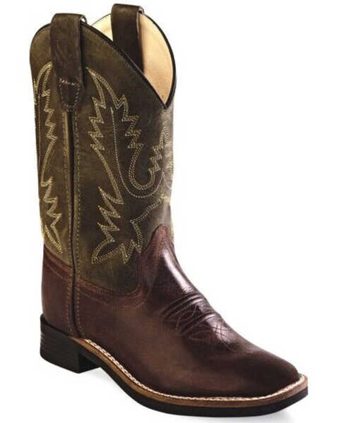 Image #1 - Old West Girls' Ultra-Flex Western Boots - Broad Square Toe, Chocolate, hi-res