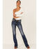 Miss Me Women's Paisley Chloe Bootcut Jeans, Dark Blue, hi-res