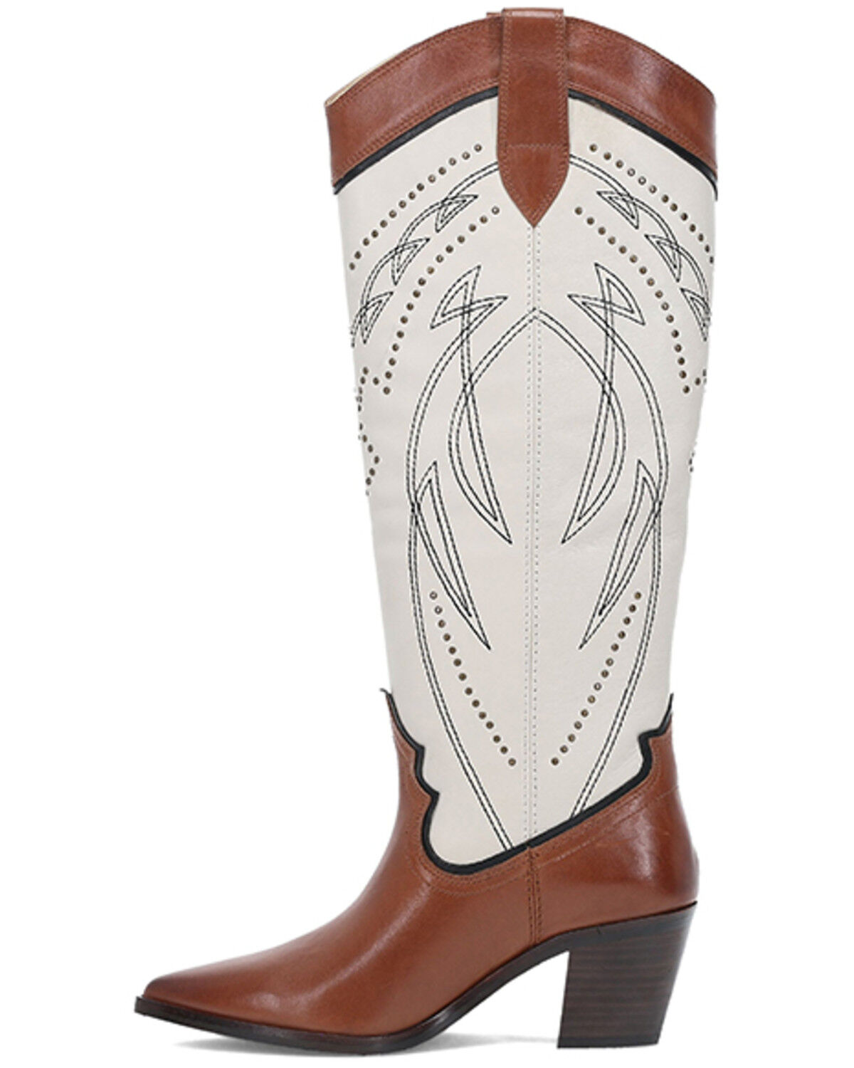 Image #3 - Frye Women's Sara Studded Tall Western Boots - SnipToe, Brown, hi-res