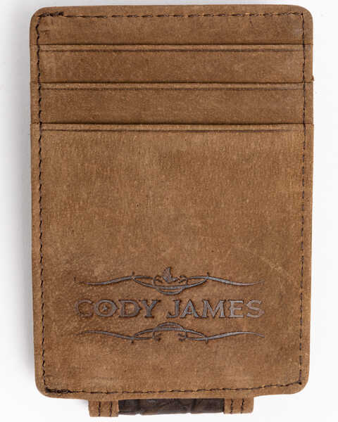 Image #2 - Cody James Men's Croc Embossed Money Clip Leather Wallet , Brown, hi-res
