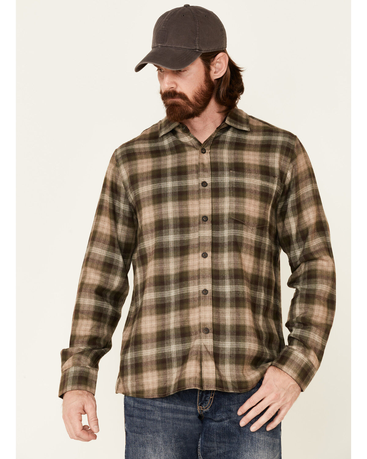 Image #1 - North River Men's Performance Plaid Long Sleeve Button-Down Western Shirt, Forest Green, hi-res