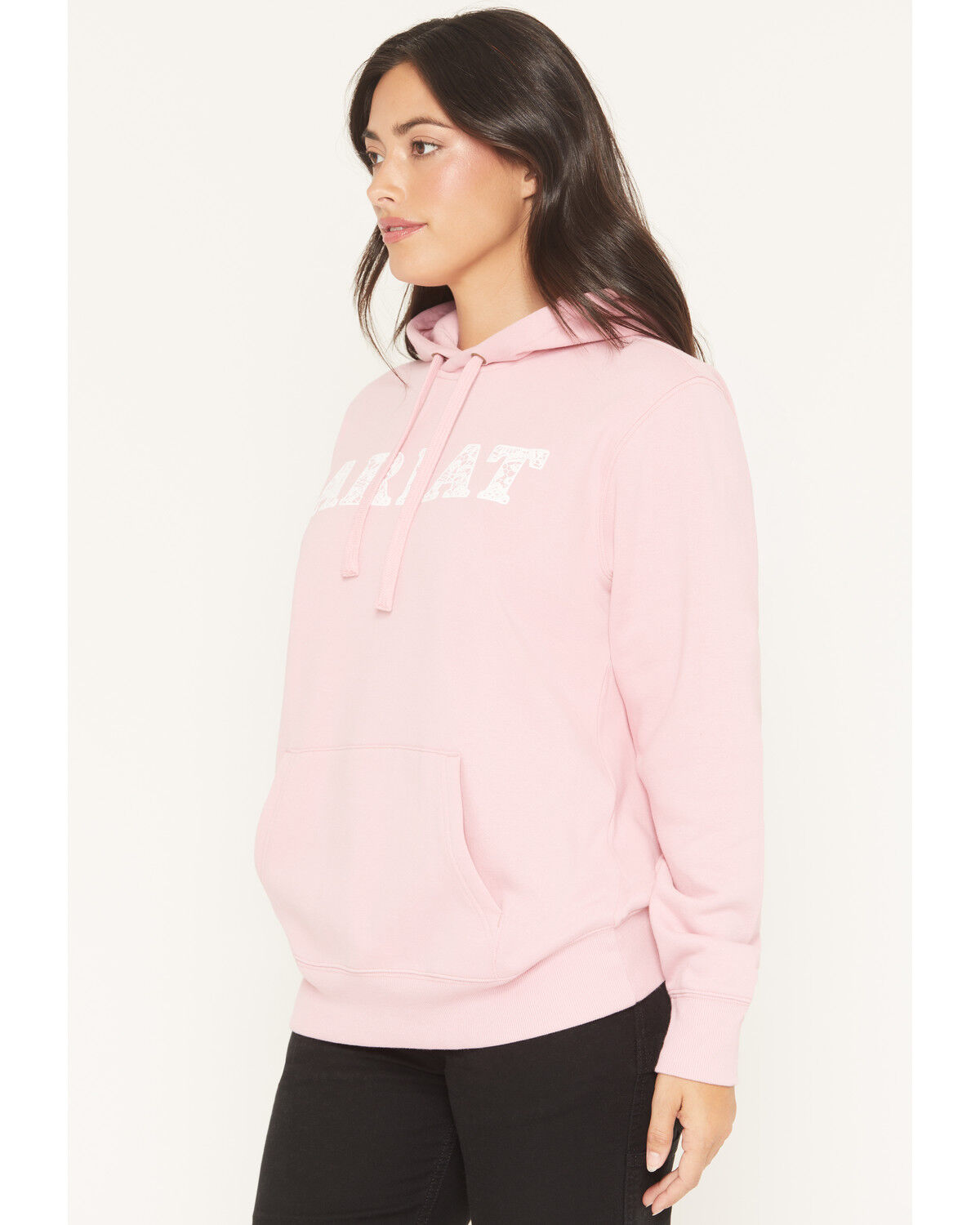 Image #2 - Ariat Women's Boot Barn Exclusive Lace Puff Logo Hoodie, Pink, hi-res