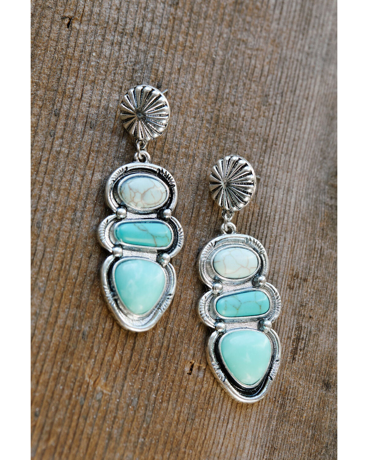 Image #1 - Shyanne Women's Tonal Statement Earrings, Silver, hi-res