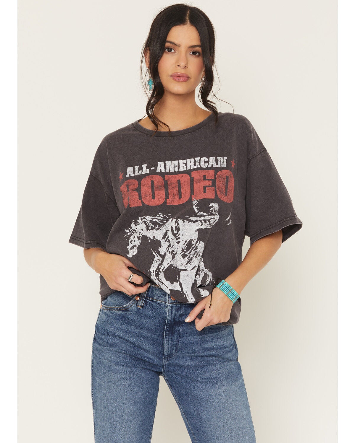 Image #1 - Wrangler Retro Women's Horse Rodeo Short Sleeve Graphic Tee, Black, hi-res
