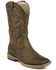 Roper Youth Boys' Distressed Faux Leather Cowboy Boots - Square Toe, Tan, hi-res
