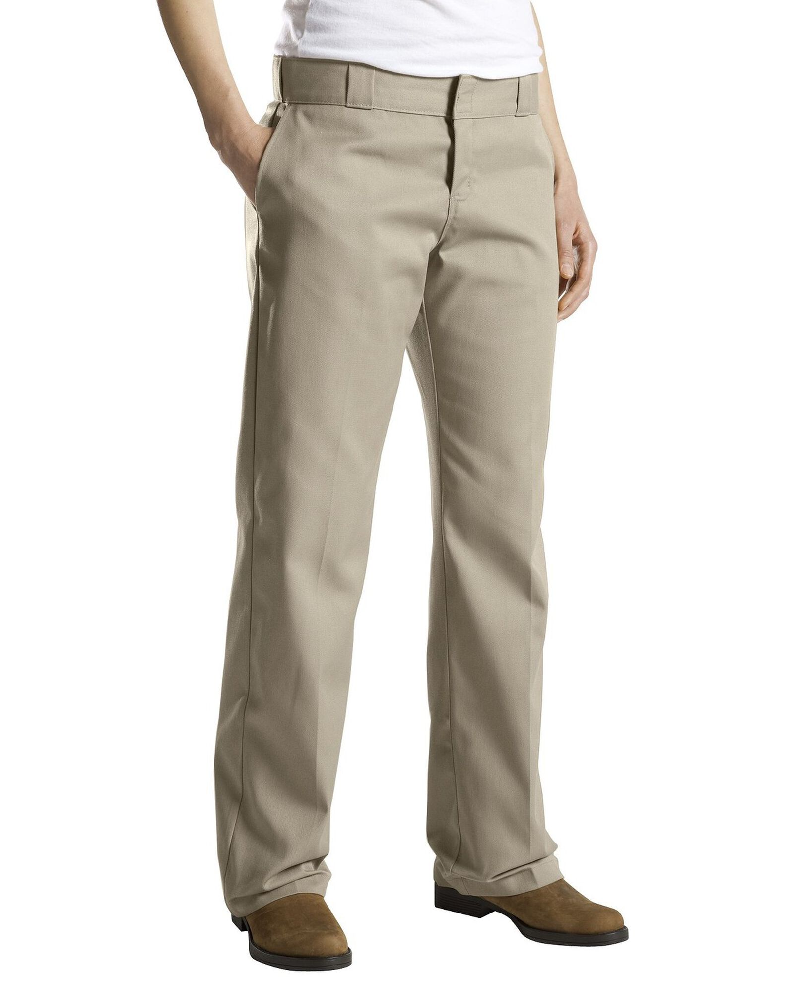Image #2 - Dickies Women's Classic Straight Leg Twill Pants, Khaki, hi-res