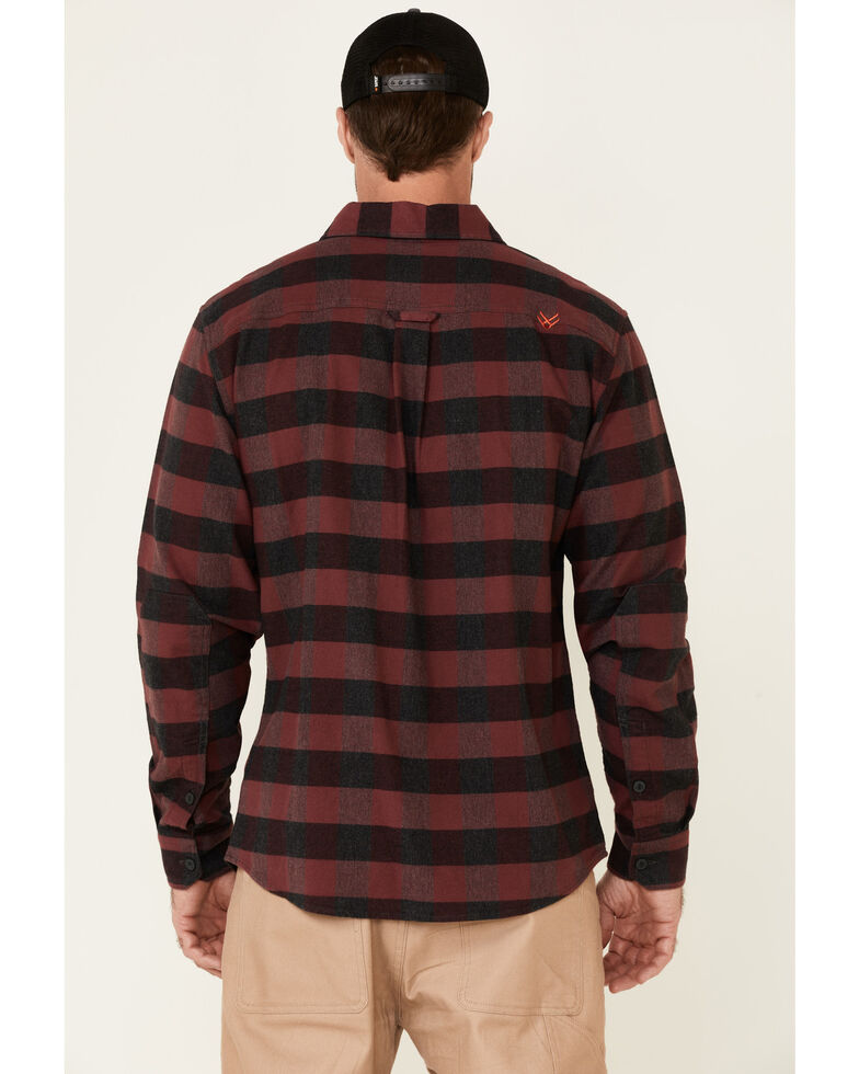 Hawx Men's Harris Stretch Plaid Long Sleeve Button-Down Work Flannel Shirt - Tall , Dark Red, hi-res