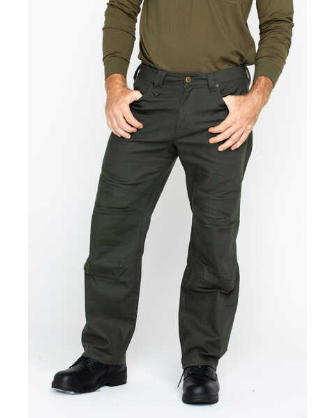 Image #1 - Hawx Men's Stretch Canvas Utility Work Pants , Moss Green, hi-res