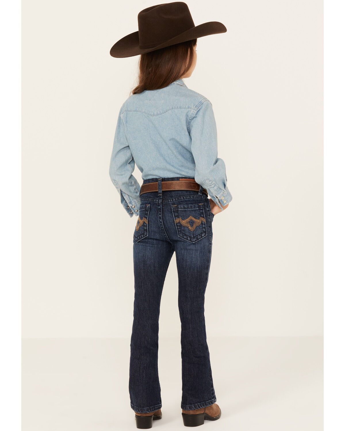 Image #3 - Shyanne Little Girls' Dark Wash Bootcut Stretch Jeans, Dark Wash, hi-res