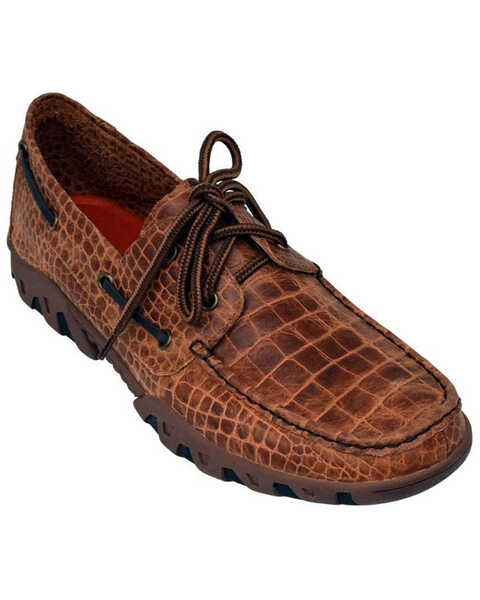Image #1 - Ferrini Men's Honey Croc Print Loafer Shoes - Moc Toe, Honey, hi-res