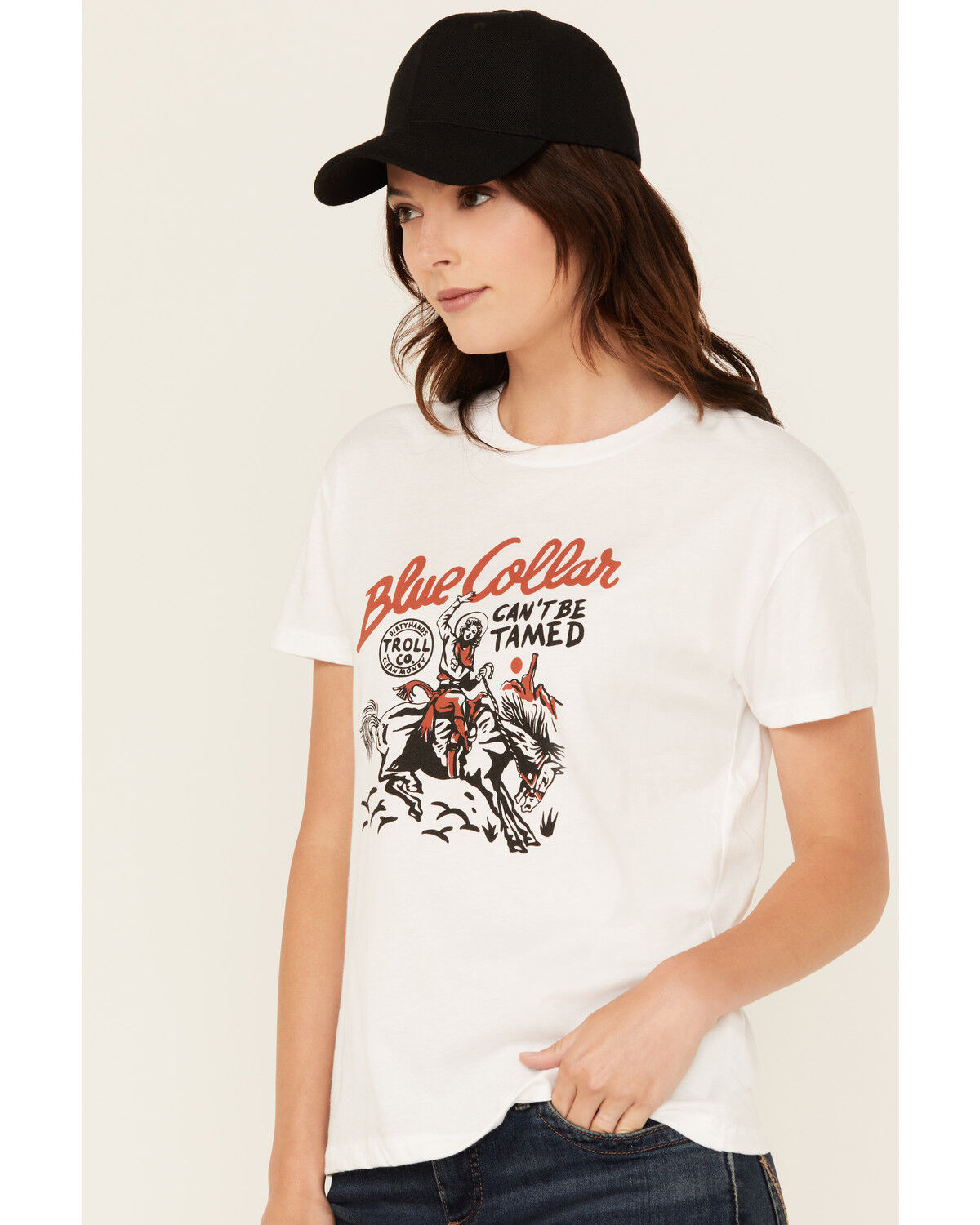 Image #2 - Troll Co Women's Can't Be Tamed Short Sleeve Graphic Tee, White, hi-res