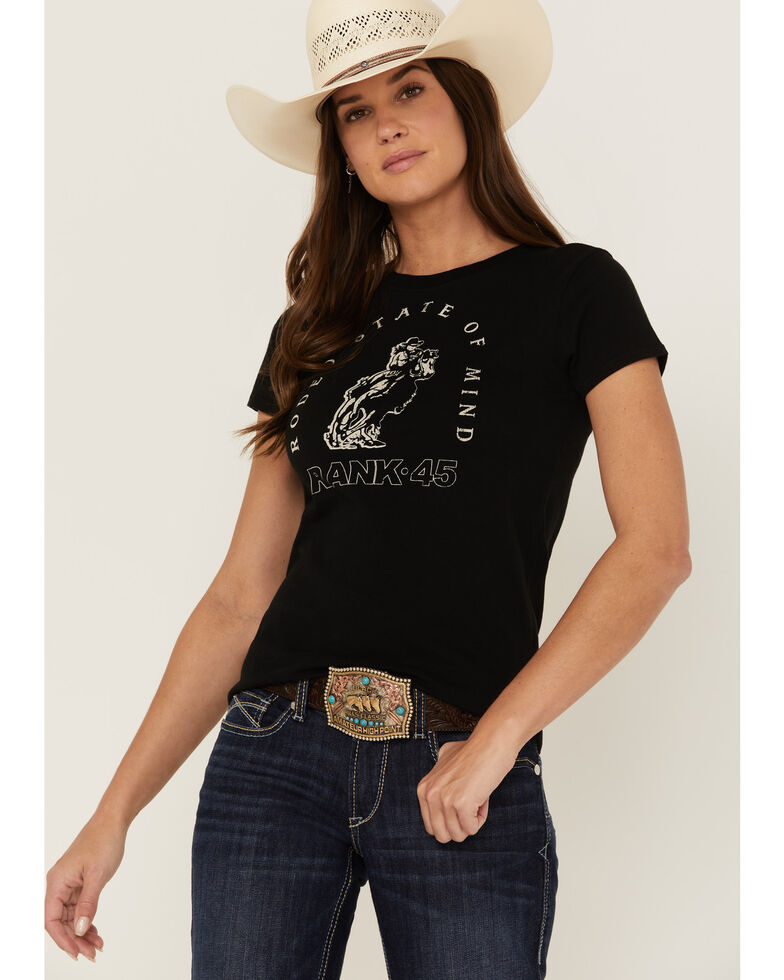 Rank 45 Women's Rodeo State Of Mind Graphic Tee, Black, hi-res