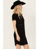 Image #3 - Panhandle Women's Faux Suede Studded Short Sleeve Mini Dress , Black, hi-res