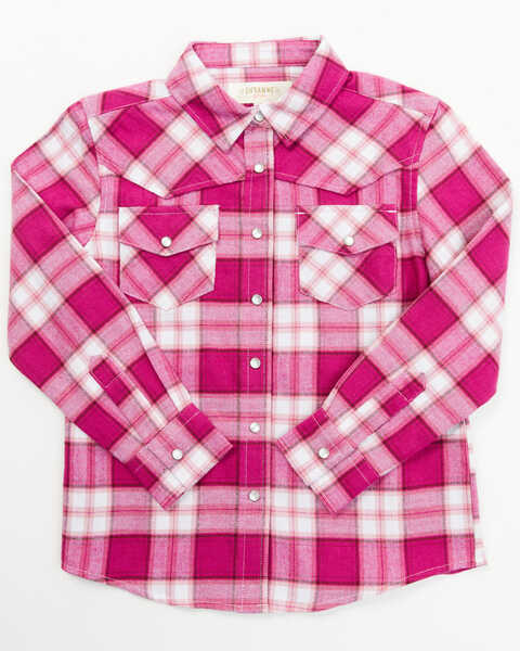 Shyanne Toddler Girls' Plaid Print Long Sleeve Pearl Snap Shirt, Fuchsia, hi-res