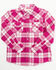 Image #1 - Shyanne Toddler Girls' Plaid Print Long Sleeve Pearl Snap Shirt, Fuchsia, hi-res