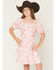 Image #1 - Trixxi Little Girls' Floral Print Puff Sleeve Midi Dress, Pink, hi-res