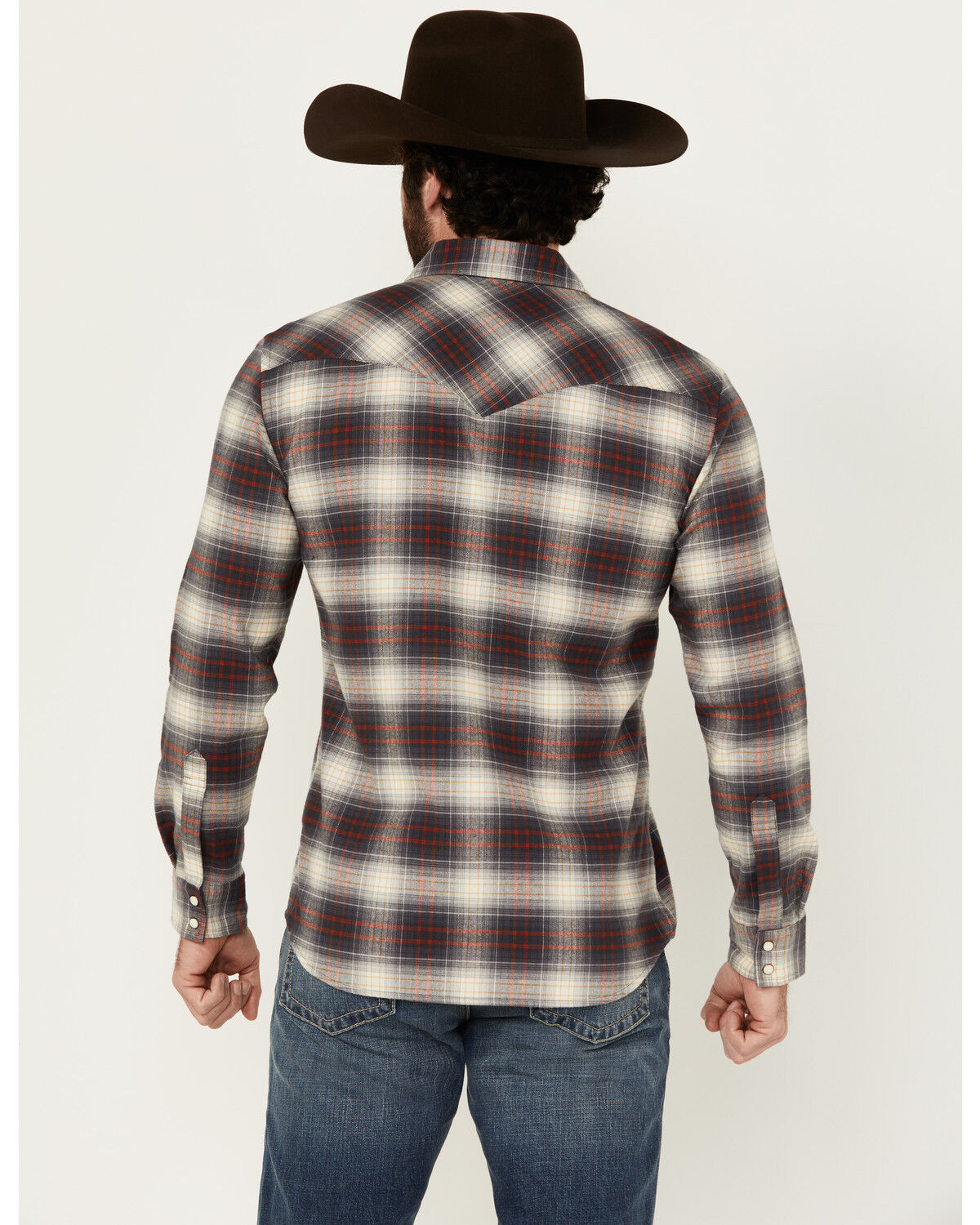 Image #4 - Pendleton Men's Wyatt Plaid Print Long Sleeve Snap Western Shirt, Grey, hi-res