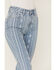 Shyanne Women's High Rise Super Flare Southwestern Laser Print Denim Jeans, Light Wash, hi-res