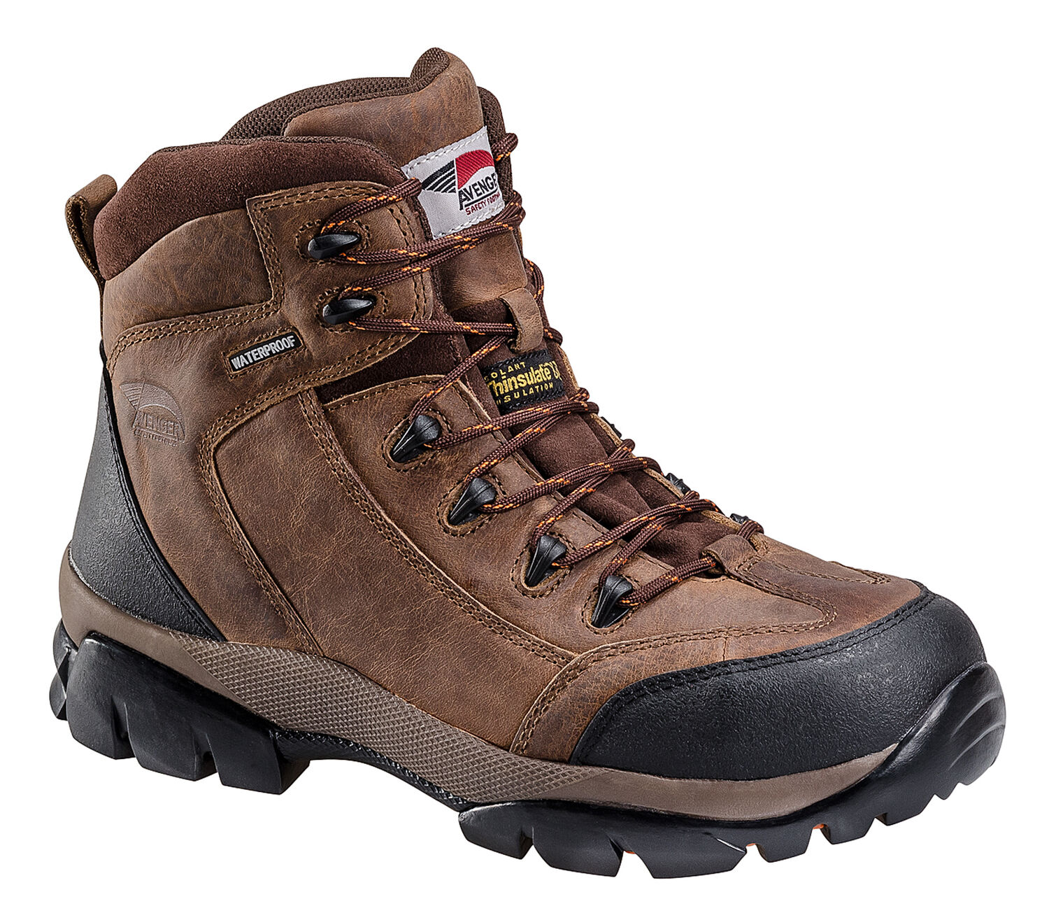 Image #1 - Avenger Men's Insulated Hiking Boots - Composite Toe, Brown, hi-res