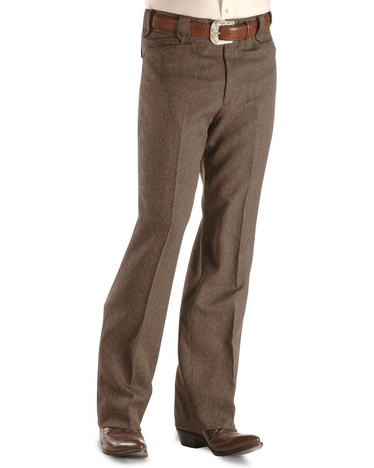 Image #2 - Circle S Men's Stretch Slacks - Big - Up to 50" Waist, Hthr Chestnut, hi-res