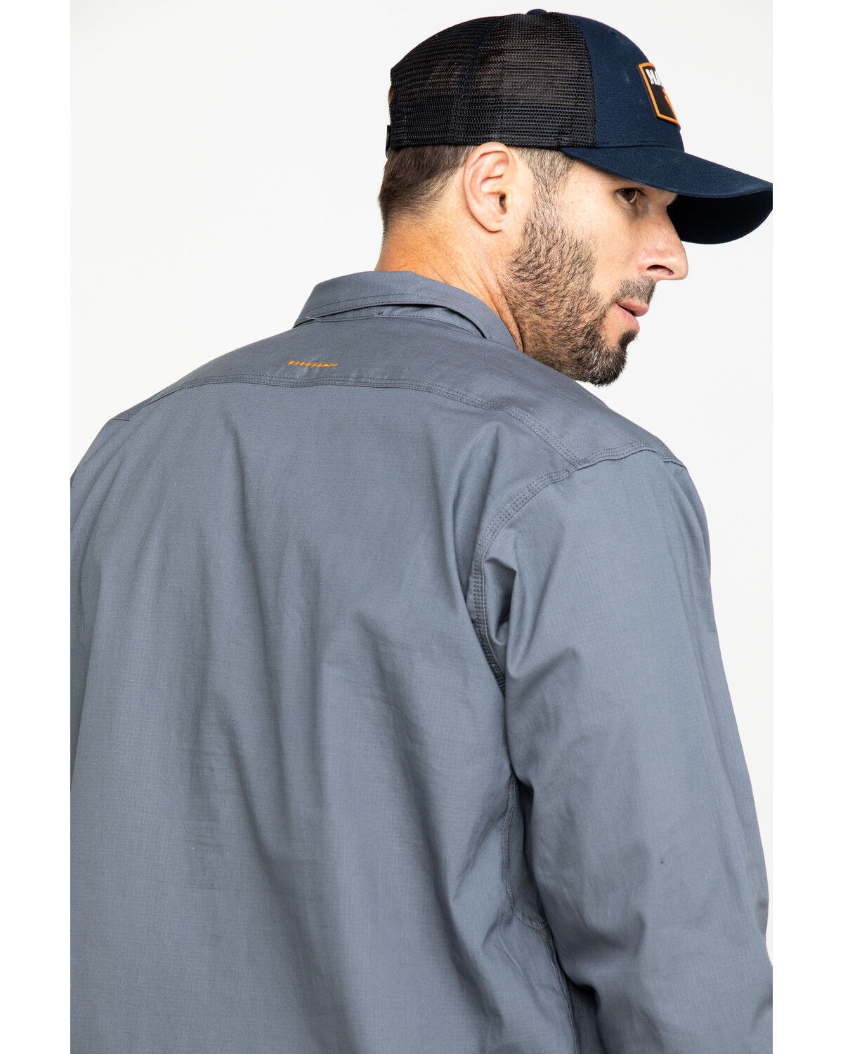 Image #5 - Ariat Men's Steel Rebar Made Tough Durastretch Long Sleeve Work Shirt, Steel, hi-res