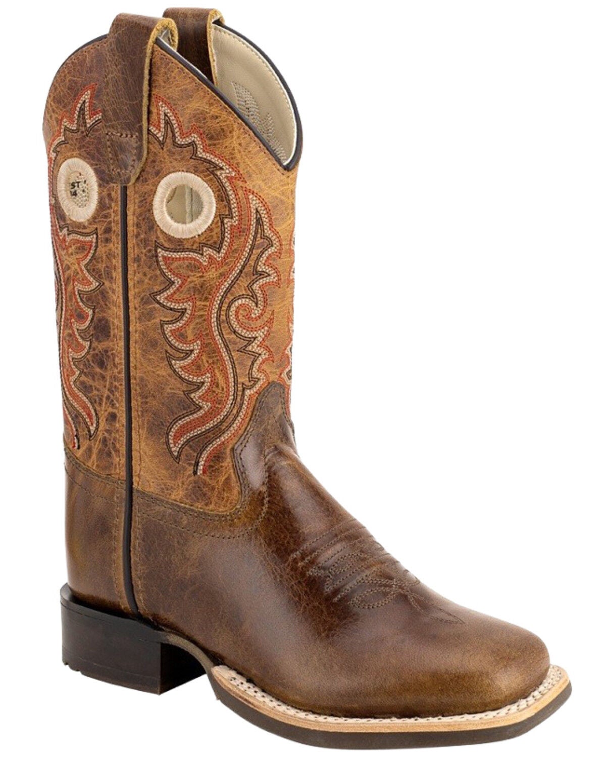 Image #1 - Old West Boys' Western Boots - Broad Square Toe, Brown, hi-res