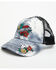 Catchfly Women's Hellbent Embroidered Distressed Ponytail Ball Cap, Grey, hi-res
