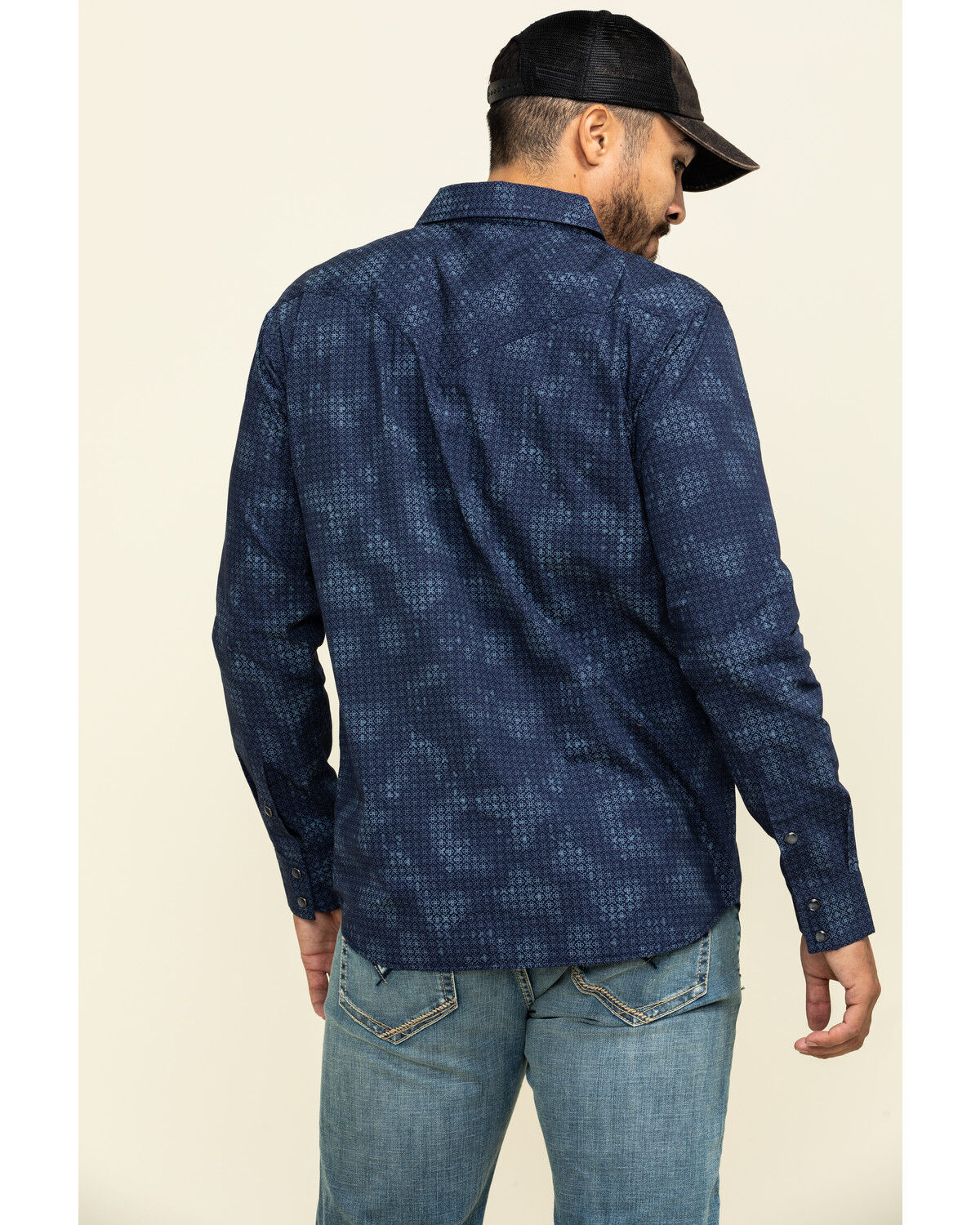 Image #2 - Moonshine Spirit Men's Floral Camo Print Long Sleeve Western Shirt, Navy, hi-res