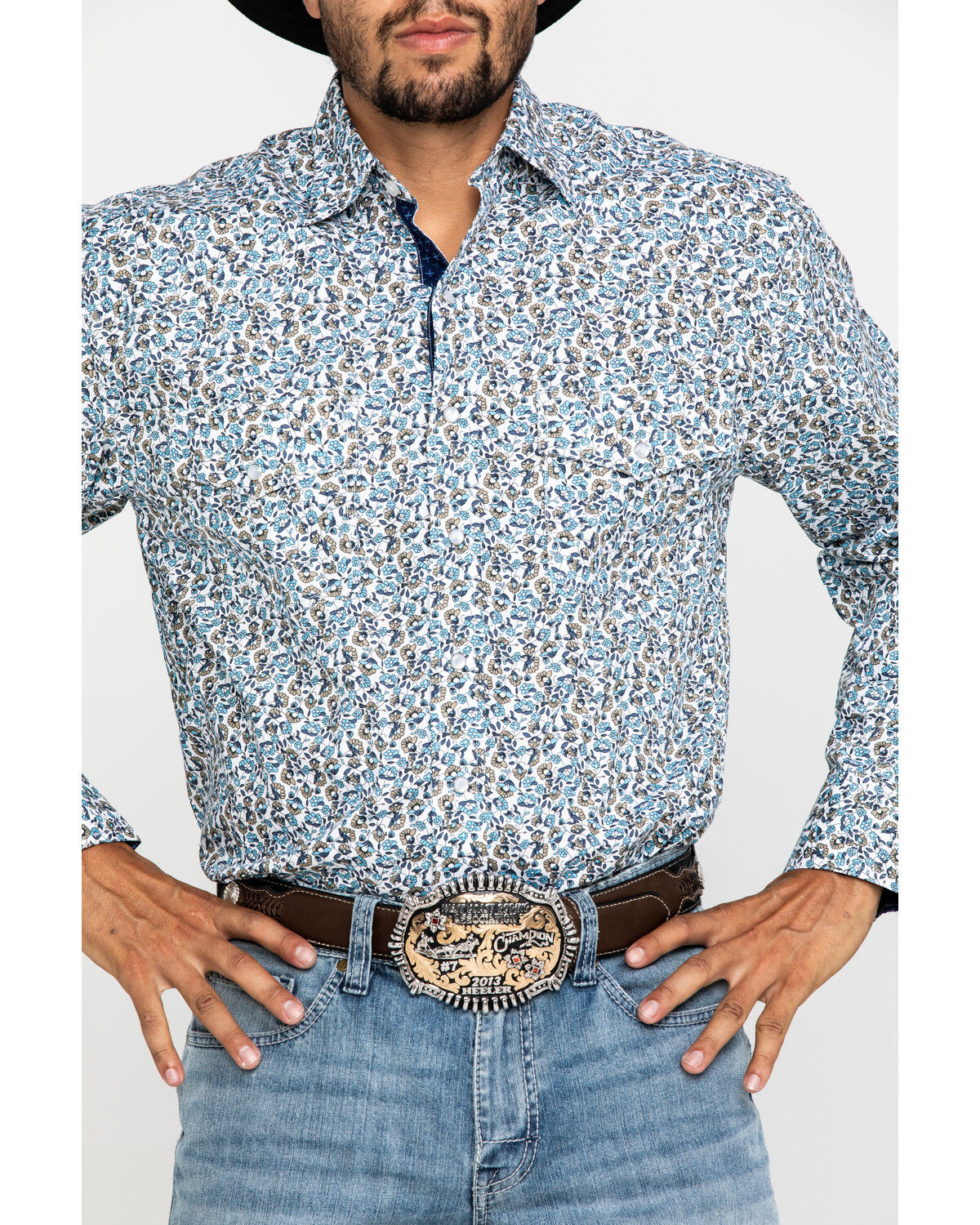 Image #4 - Resistol Men's Tavares Floral Geo Print Long Sleeve Western Shirt, , hi-res