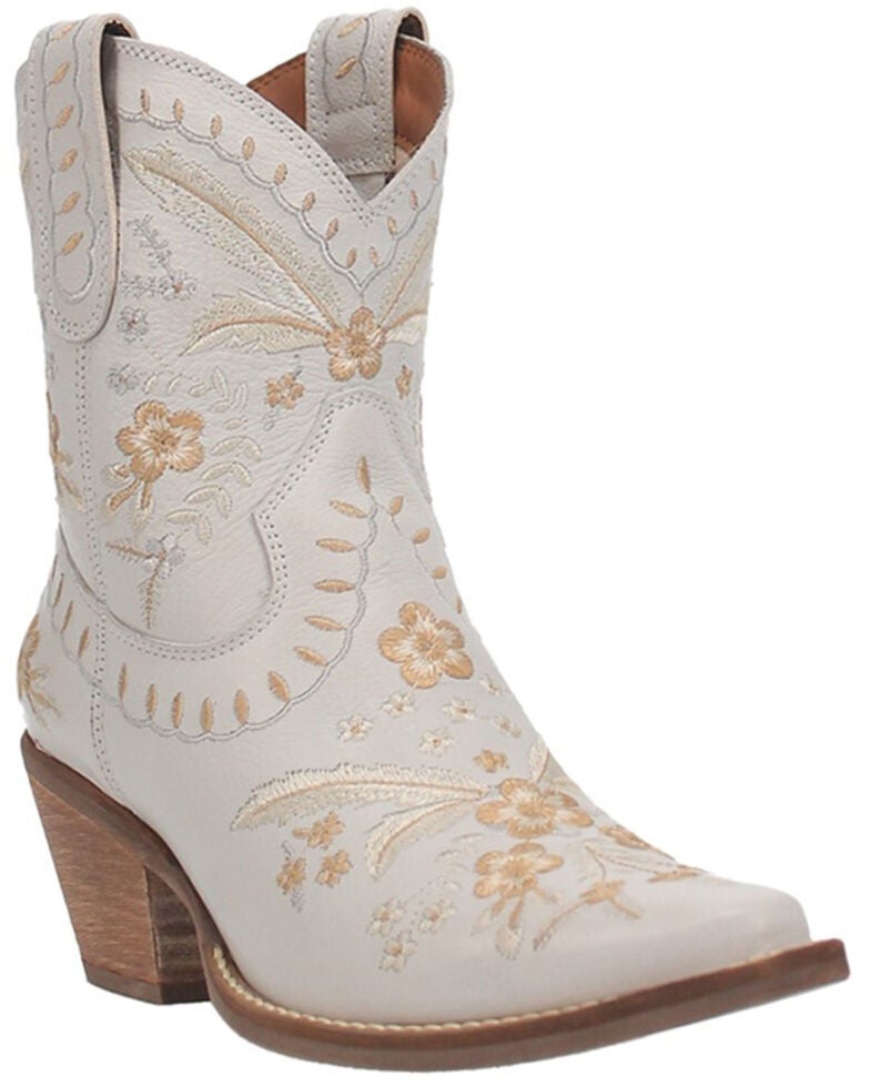 Dingo Suede White Snip Toe Western Boots for Women