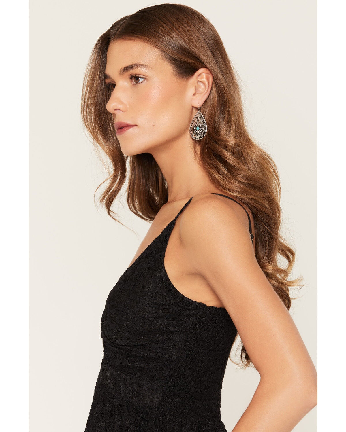 Image #2 - Angie Women's Lace Sleeveless Mini Dress, Black, hi-res