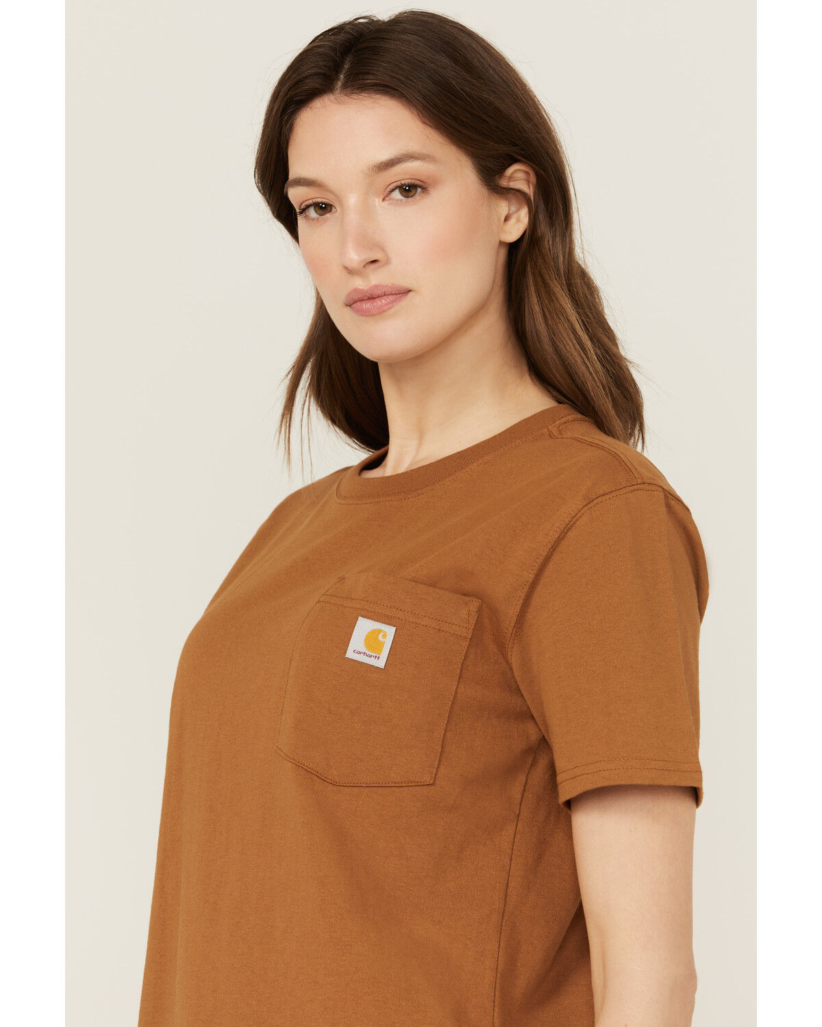 Image #2 - Carhartt Women's Loose Fit Heavyweight Short Sleeve Pocket Tee, Tan, hi-res
