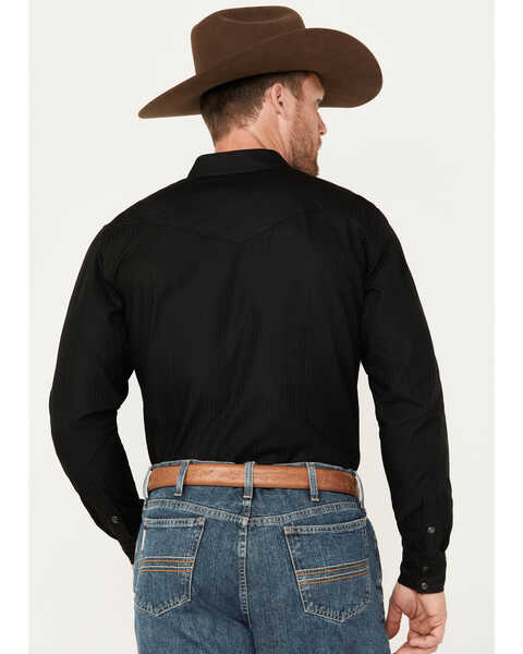 Image #4 - Gibson Men's Southside Satin Stripe Pearl Snap Western Shirt , Black, hi-res
