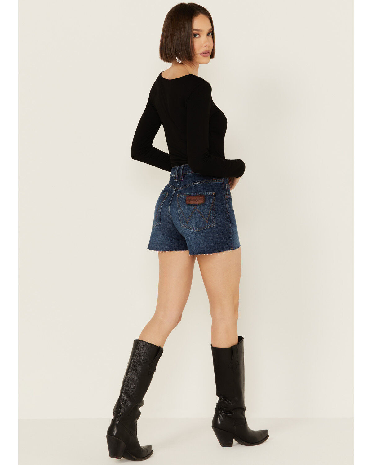 Image #3 - Wrangler Retro Women's Dark Wash Bailey High Rise Cutoff Denim Shorts, Medium Wash, hi-res