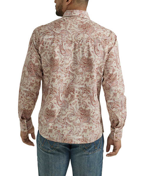 Image #4 - Wrangler Retro Men's Paisley Print Long Sleeve Snap Western Shirt - Tall, Brick Red, hi-res