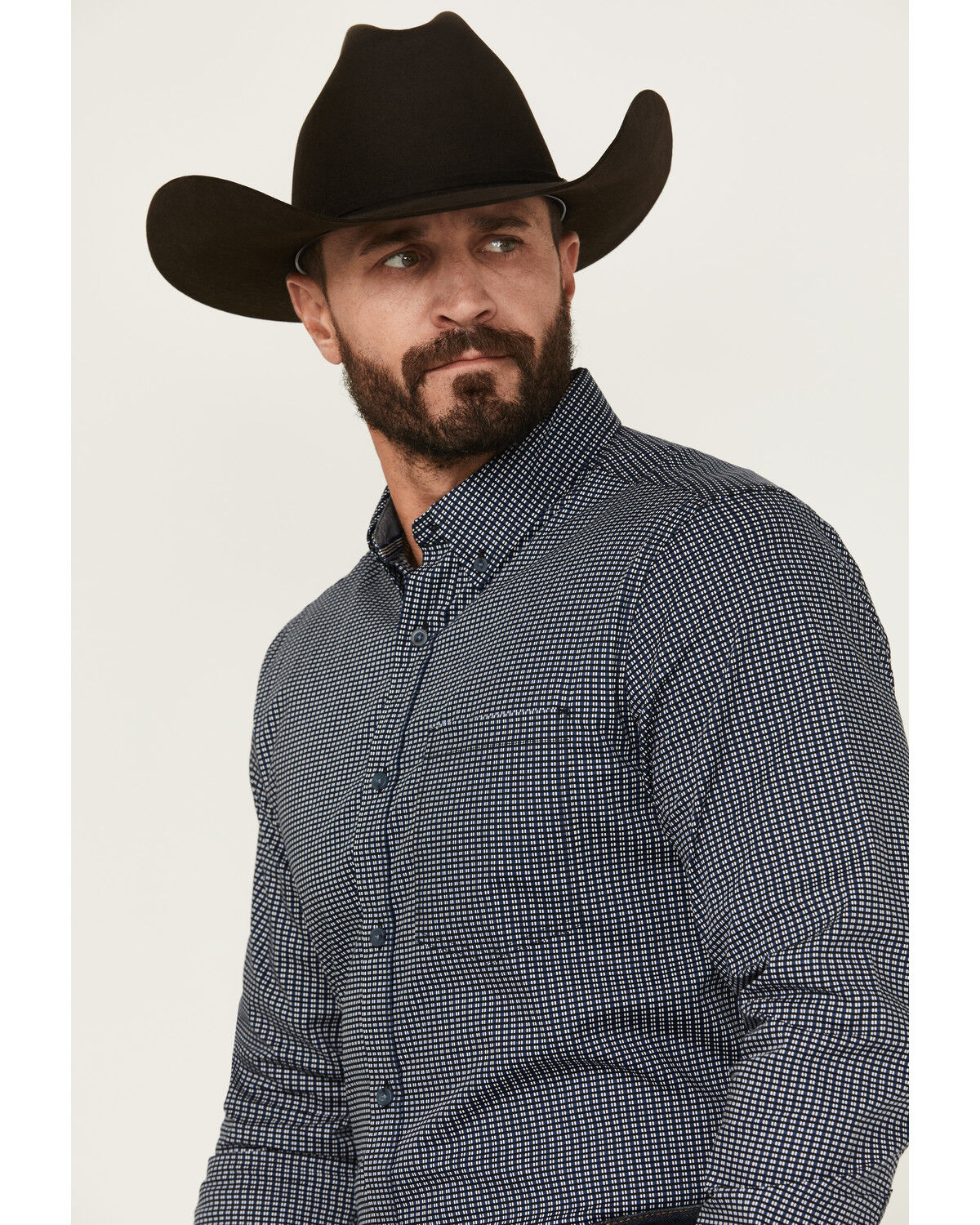 Image #2 - Cody James Men's Chris Geo Print Long Sleeve Button-Down Stretch Western Shirt, Dark Blue, hi-res