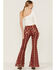 Ranch Dress'n Women's Mudcloth Print High Rise Super Flare Jeans , Rust Copper, hi-res