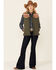 Hooey Women's Green Serape Yoke Button Vest, Green, hi-res