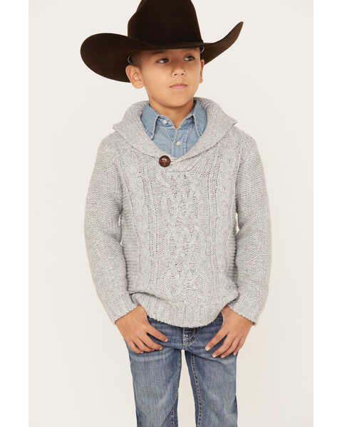 Image #1 - Cotton & Rye Boys' Cable Knit Sweater , Grey, hi-res